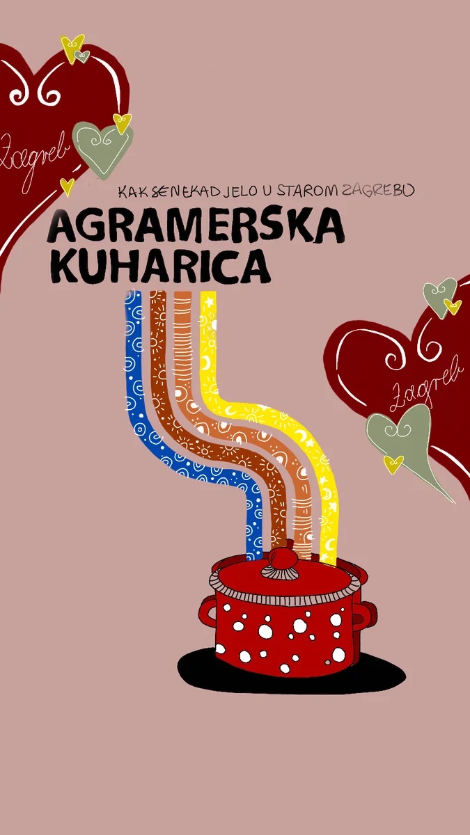 Naslovnica knjige Agramerska kuharica s crvenim loncem i licitarskim srcima